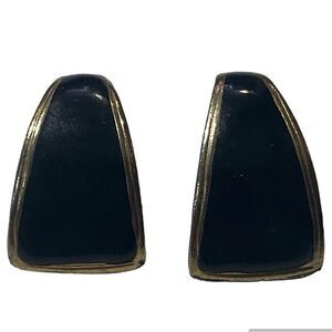 Women's Vintage Earrings For Pierced Ears Black & Gold